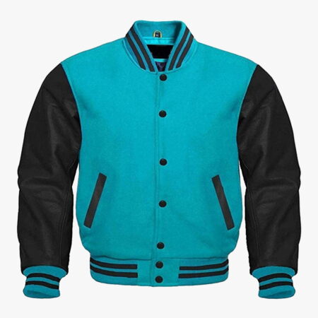Sports Track Jackets 18 Leather sleeve Varsity jackets in Blue and Black colour
