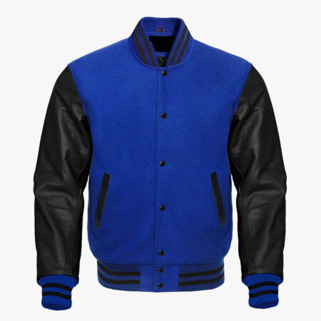 Sports Track Jackets 29 Leather sleeve Varsity jackets in Royal Blue and Black colour