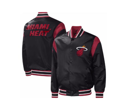 Sports Track Jackets 35 Black Satin Varsity Jacket with Burgundy Arm Touch