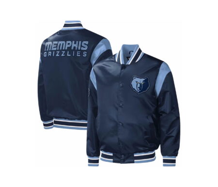 Sports Track Jackets 107 Memphis Grizzlies Force Play Navy Varsity Satin Jacket