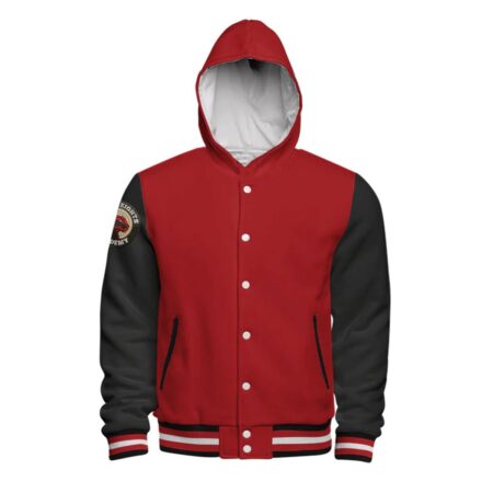 Sports Track Jackets 553 Hooded Cotton Fleece Varsity Jacket With No Lining