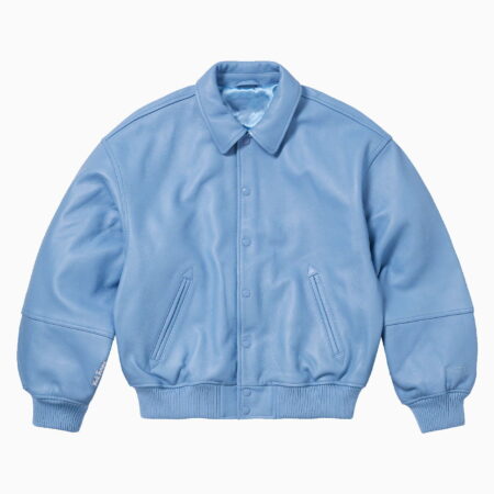 Sports Track Jackets 474 LEATHER VARSITY JACKET SKY