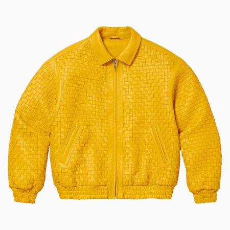 Sports Track Jackets 486 LEATHER VARSITY JACKET YELLOW