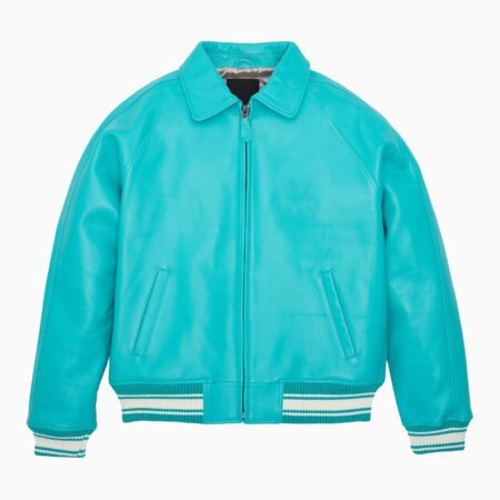 Sports Track Jackets 444 Leather bomber jacket Sky Color