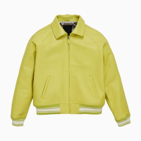 Sports Track Jackets 435 Leather Bomber Jacket Color LIMEAIDE