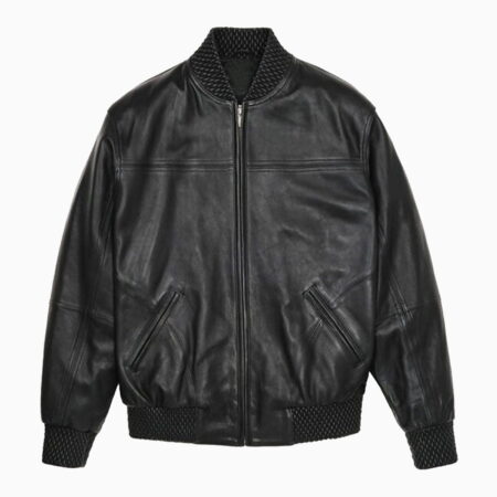 Sports Track Jackets 450 Leather Varsity Jacket Black