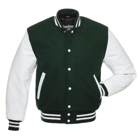 Customized Varsity jackets in Green and White colour