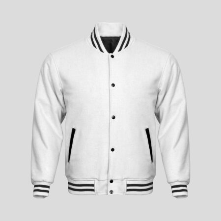 Sports Track Jackets 1 Customized Leather Varsity jackets in White colour